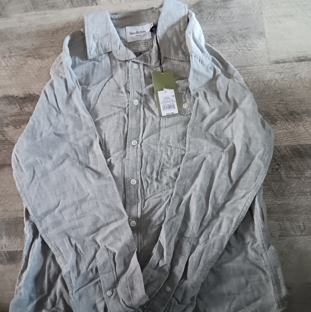 Gray button down gray shirt